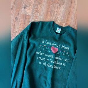 Vintage Jerzees Grandma's heart sweater green size 2X granny core